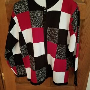 Stylish Black, Red, and White Sweater